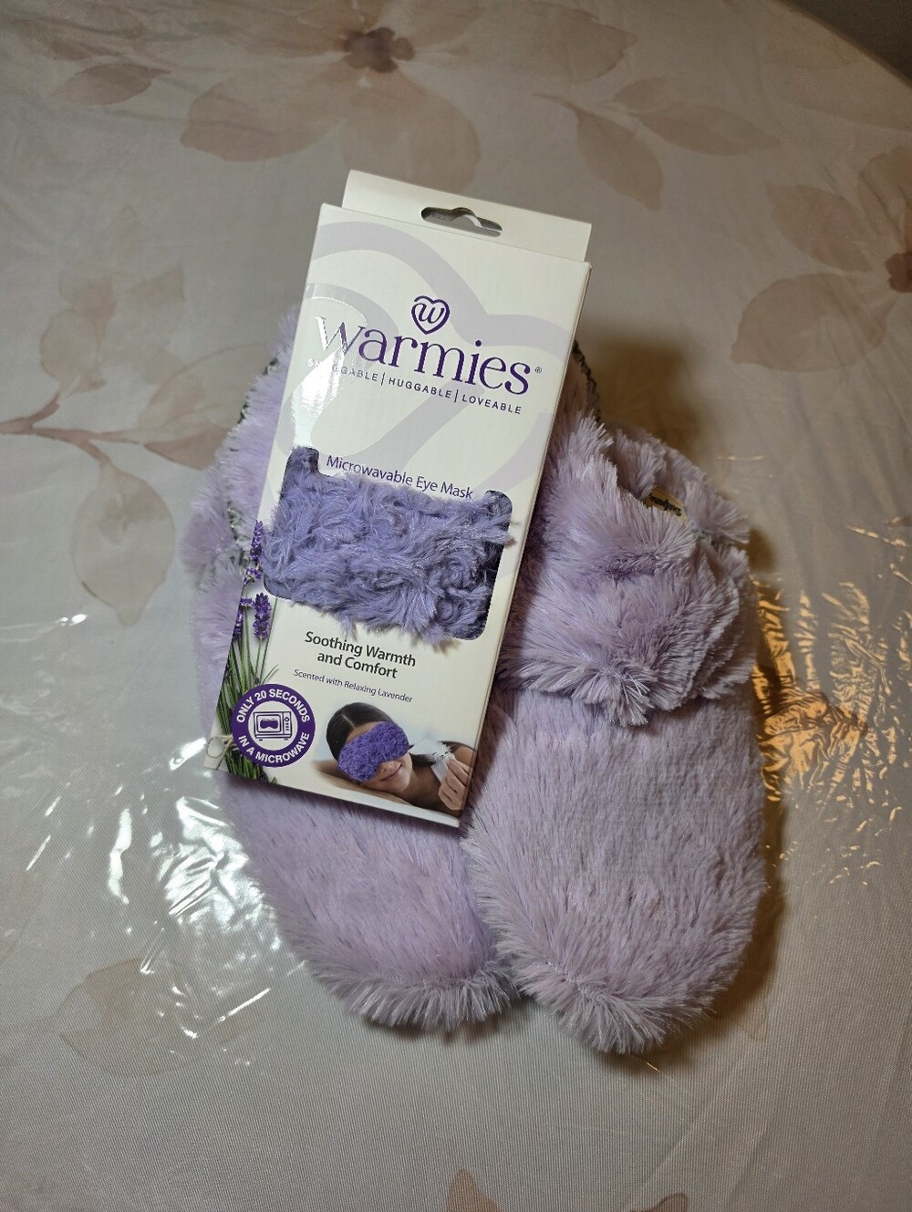 Dearfoams Lavender Plush Fuzzy Slipper Boots Size 7-8 & Warmies Sleep Mask